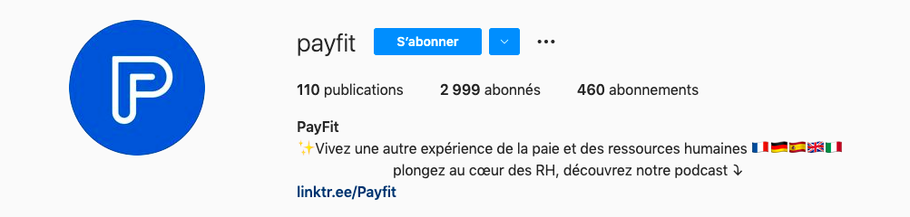 Exemple de bio instagram startup