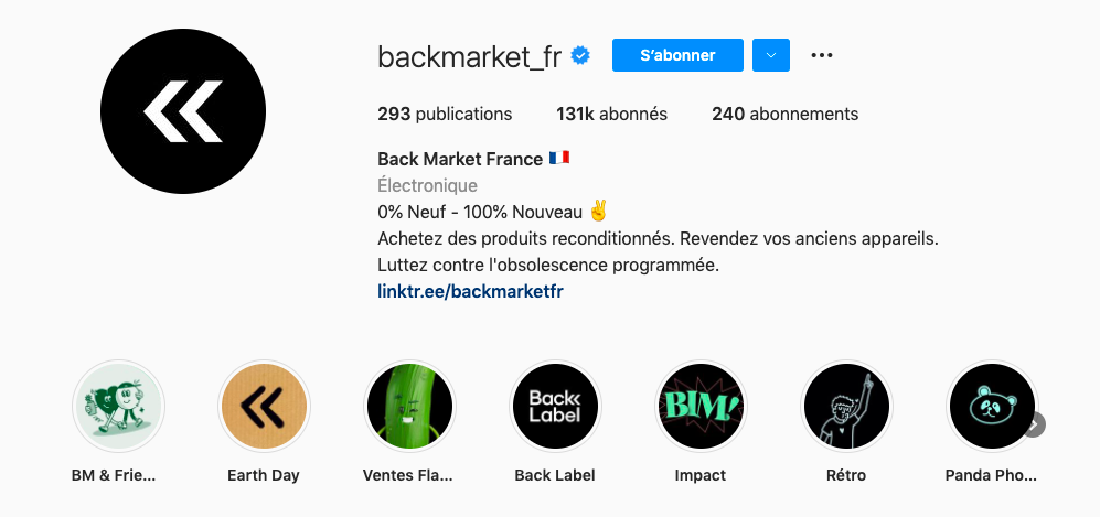 Exemple de bio instagram backmarket