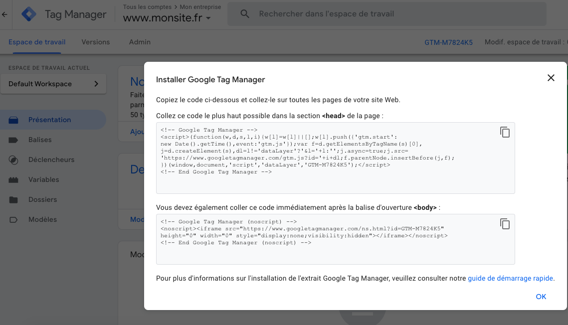 code installation google tag manager