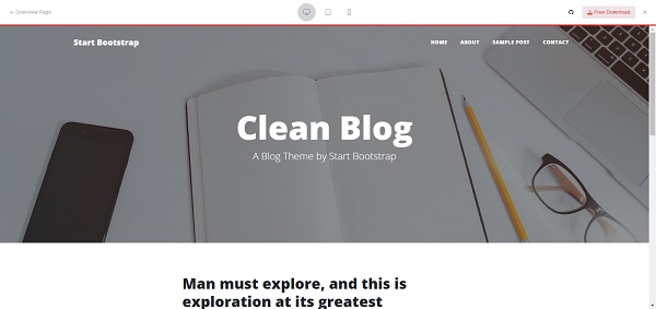 template bootstrap Clean Blog
