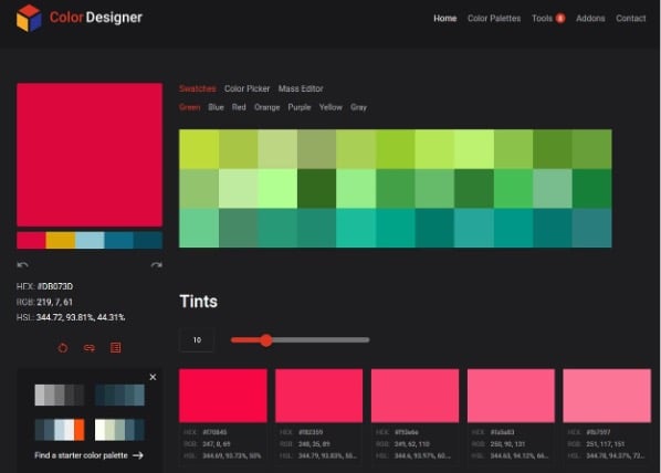 Color Designer pour créer une palette de couleurs