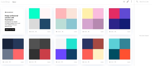 Colordrop.io pour créer une palette de couleurs