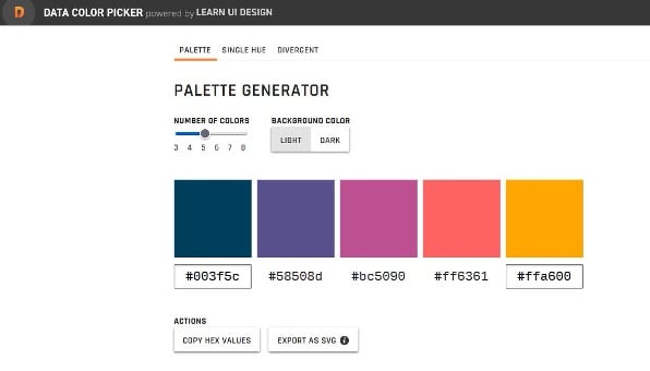 Data Color Picker pour créer une palette de couleurs