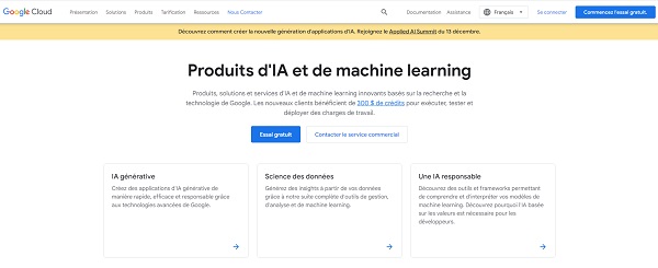 Fournisseur AIaaS : Google Cloud IA