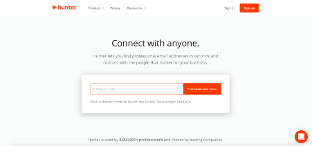 Logiciel de prospection Hunter.io