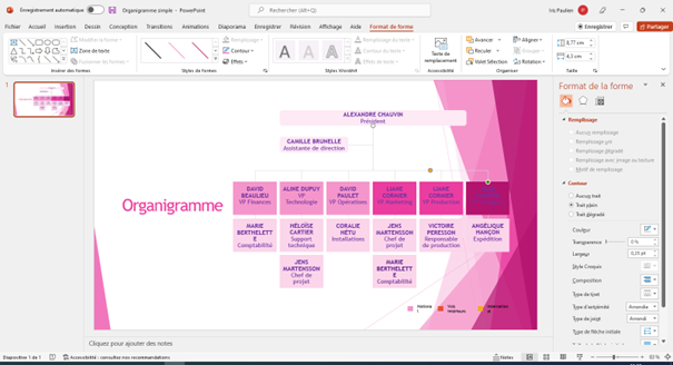 choosing the style of the powerpoint flowchart