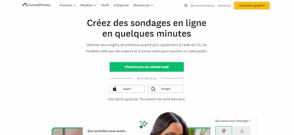 Exemple d'outil sondage anonyme : SurveyMonkey
