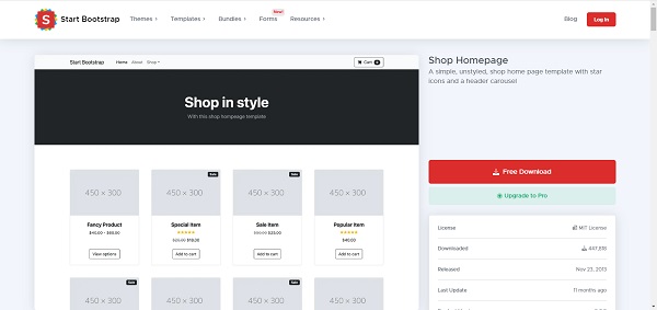 template bootstrap Shop Homepage