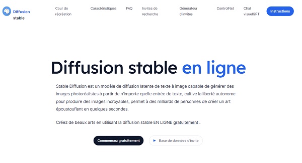 Stable diffusion page web