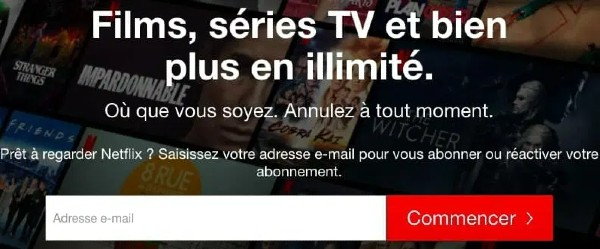 Exemple call-to-action netflix
