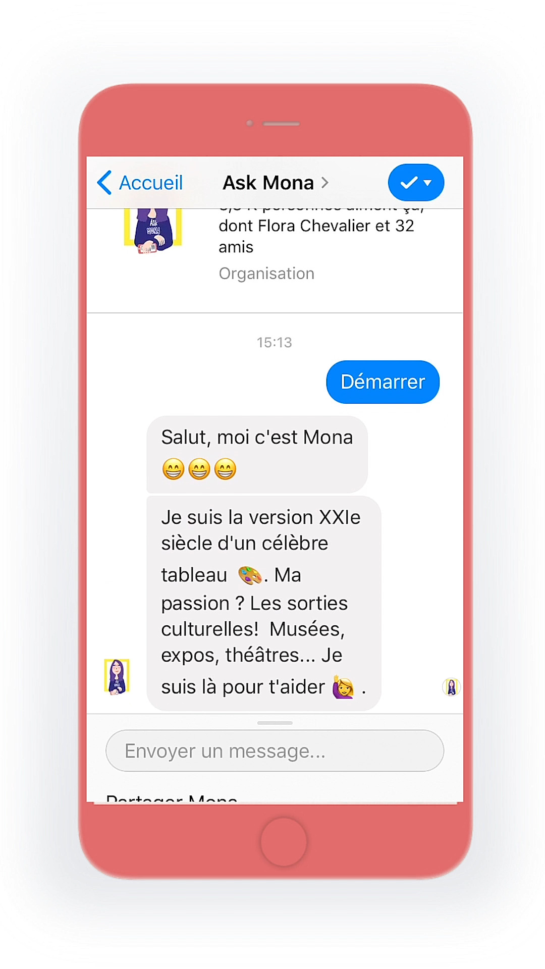 exemple de chatbot - Ask Mona