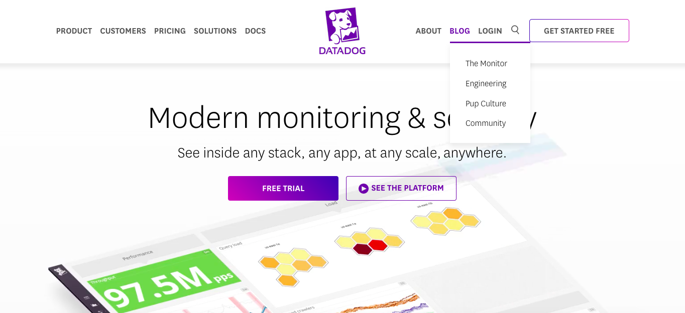 Capture d’écran du logiciel de monitoring Datadog