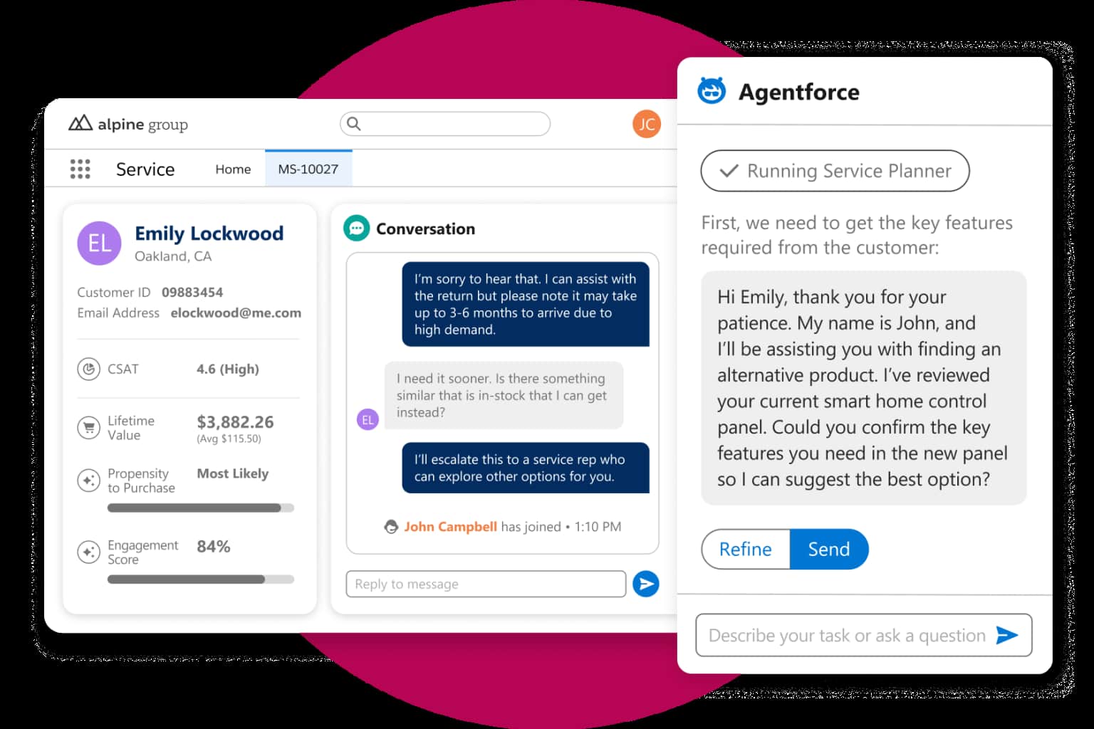 interface logiciel service client salesforce