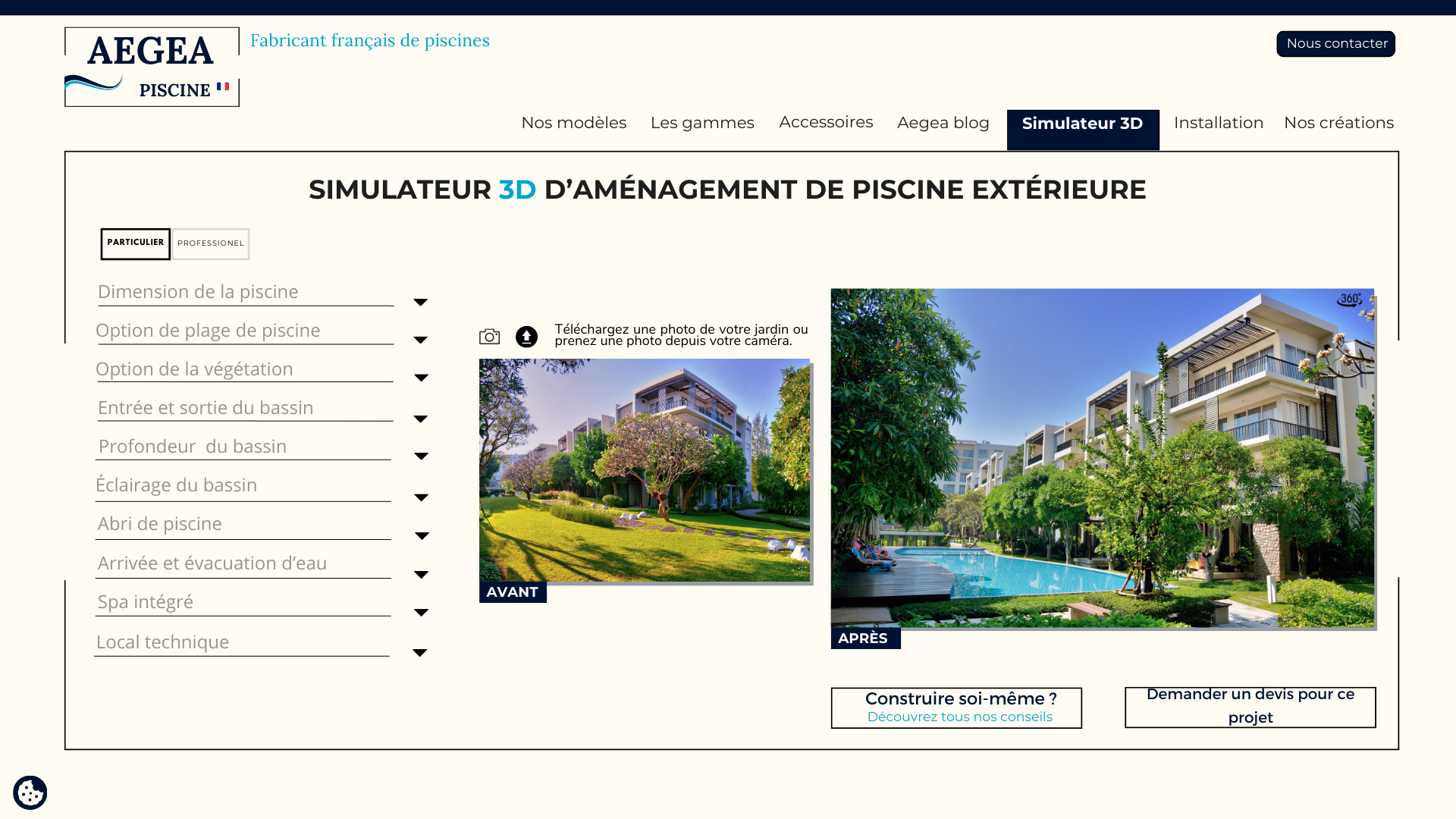 Un modèle de site web interactif pour les fabricants de piscines
