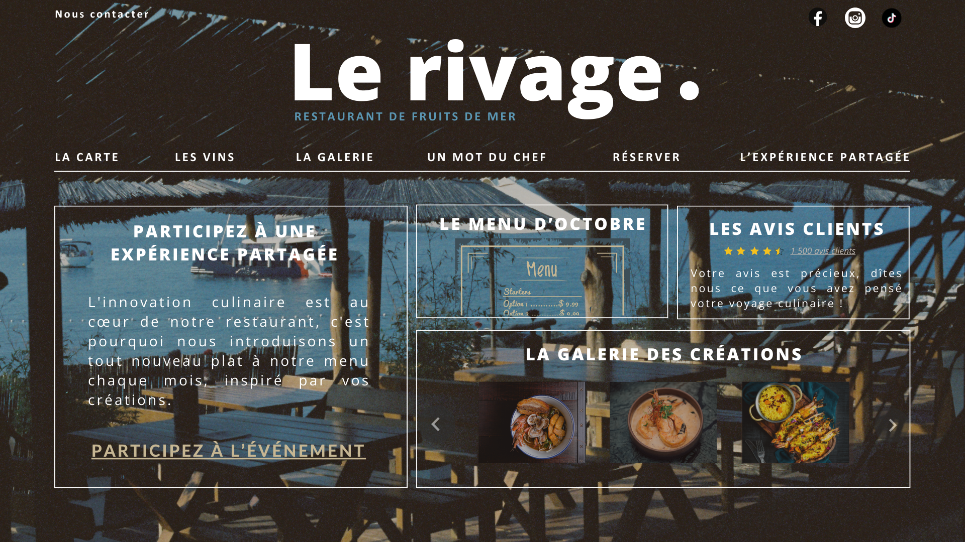 Un modèle de site web interactif pour un restaurant