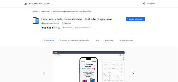 outil test responsive design Google Chrome