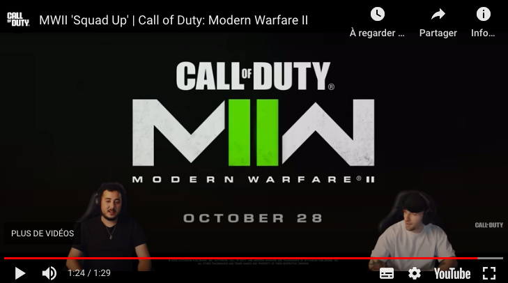 gamers influenceurs pub call of duty