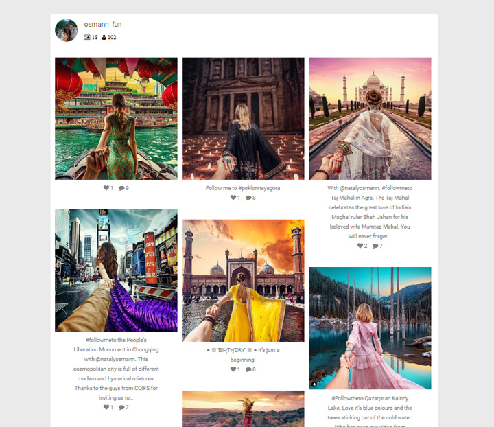 affichage Instagram 3 colonnes sur site WordPress