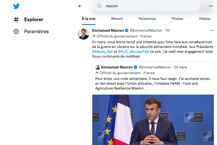  Emmanuel Macron en tendance twitter