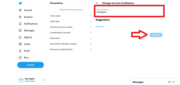 5th step to change your @ twitter