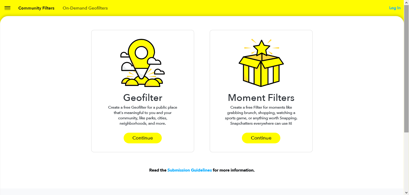 snapchat create moment filter ou geofilter